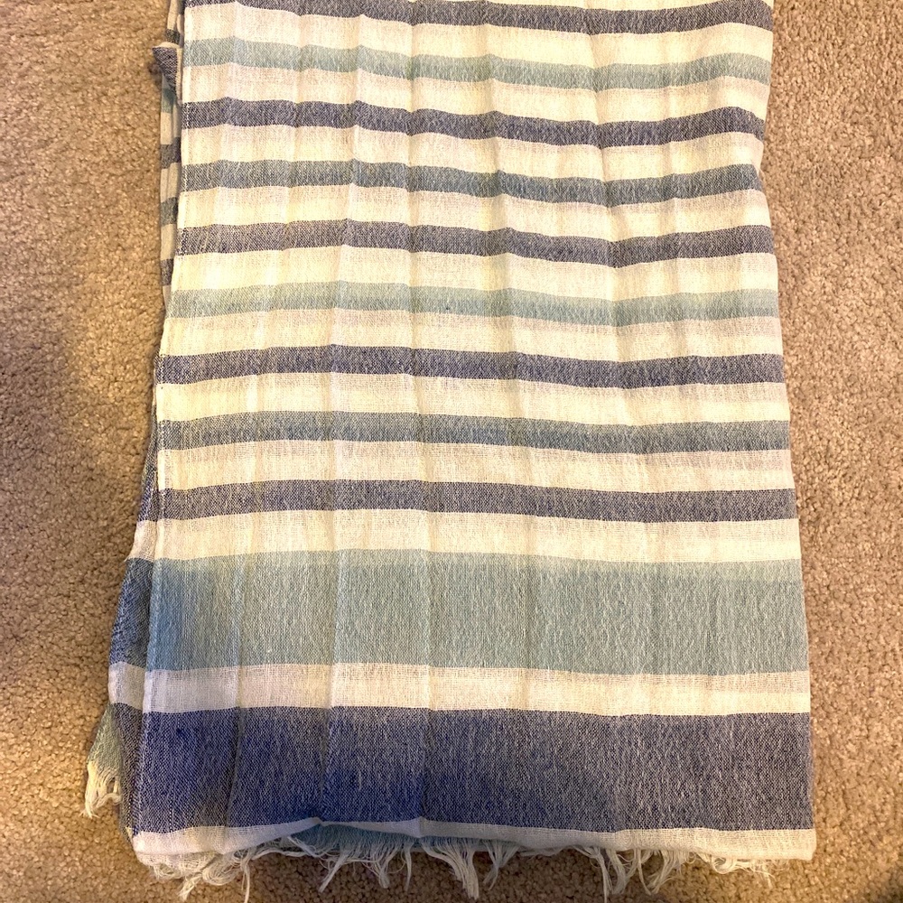 Lightweight Blue and White Striped Scarf